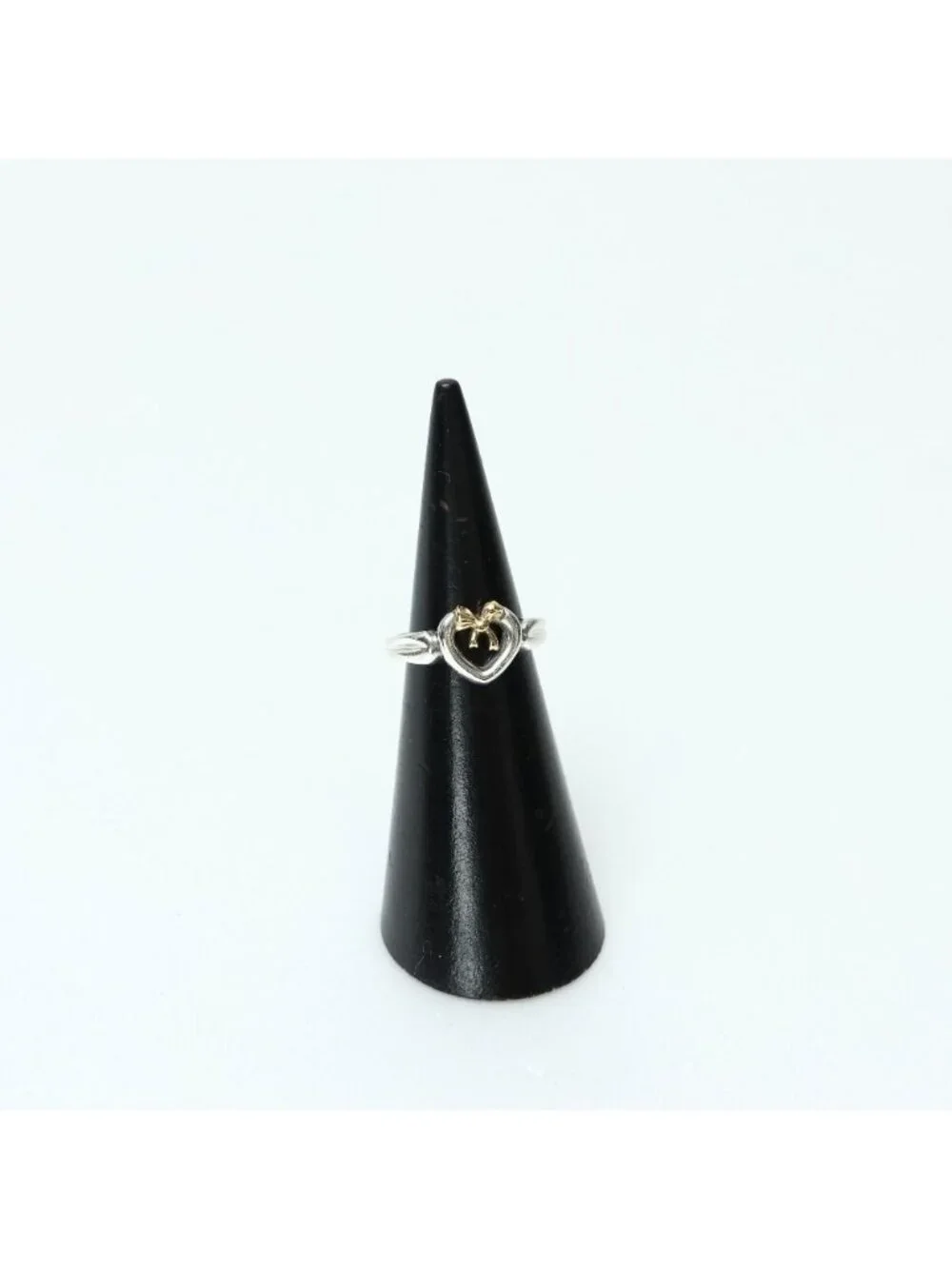 Tiffany & Co Vintage Ring Heart Ribbon 18K Yellow Gold 925 Sterling Silver
